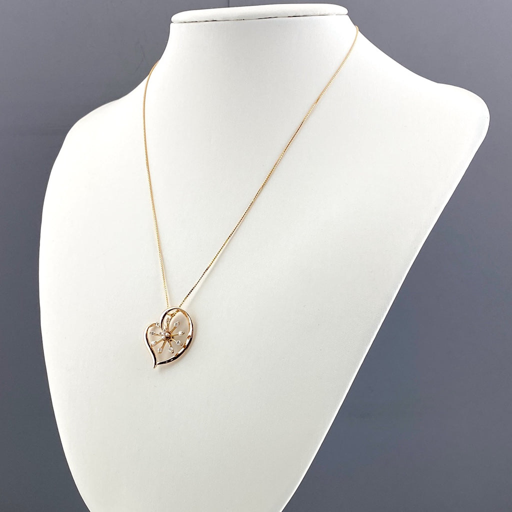 メレダイヤ デザインネックレス PG ピンクゴールド ペンダント ネックレス K18 ダイヤモンド レディース 【中古】nbjwl