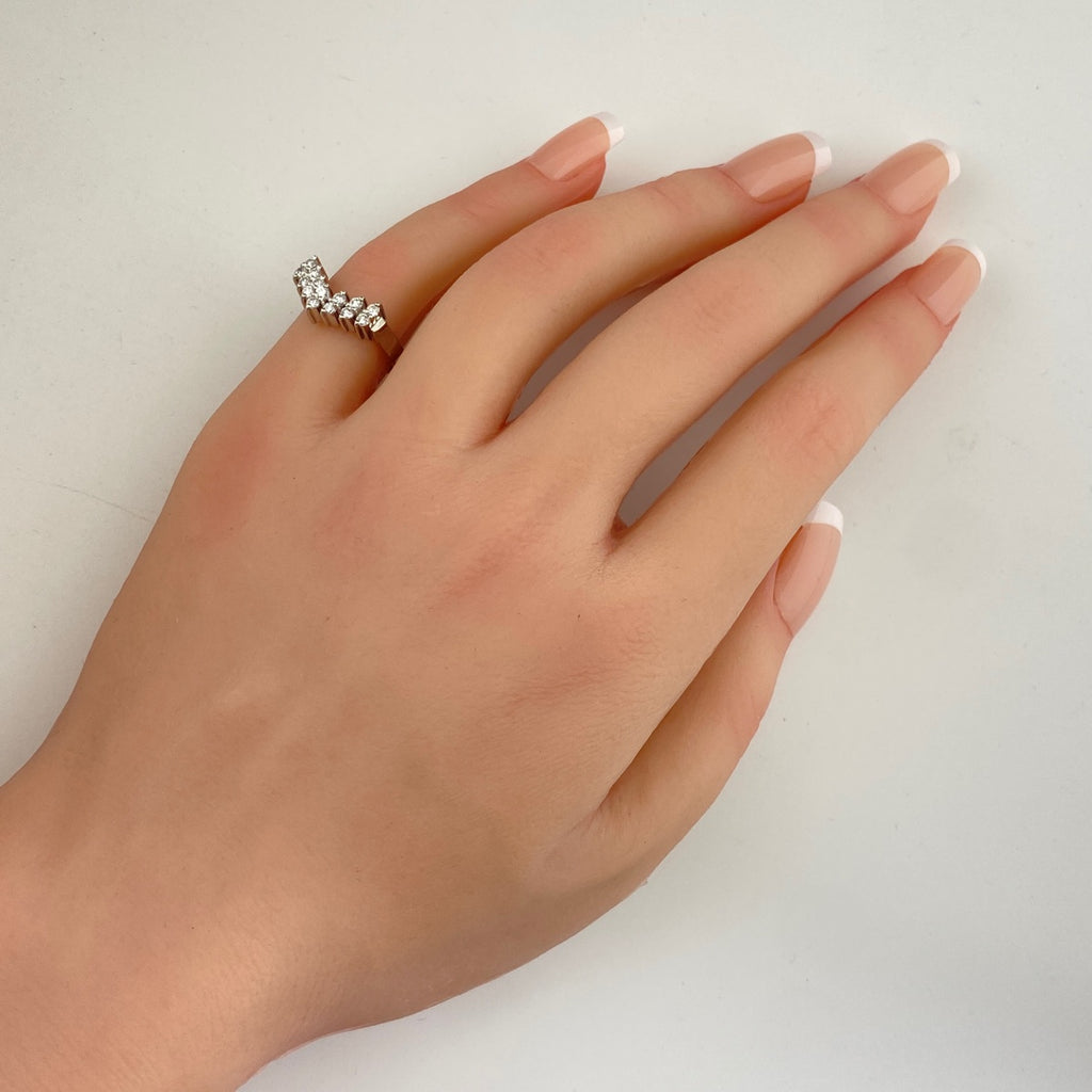 メレダイヤ デザインリング プラチナ 指輪 リング 14号 Pt900 ダイヤモンド レディース 【中古】nbjwl