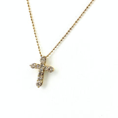クロスモチーフ デザインネックレス YG イエローゴールド ペンダント 十字架 ネックレス K18 ダイヤモンド レディース 【中古】nbjwl