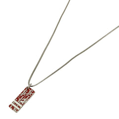 クリスチャンディオール ロゴ プレート ネックレス トロッター柄 ネックレス シルバーメッキ シルバー レッド レディース 【中古】bracc