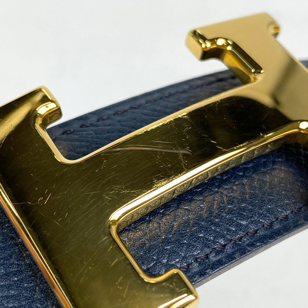 エルメス コンスタンス リバーシブル Hベ □B刻印 ベルト レザー ネイビー ブラック メンズ 【中古】 
 ラッピング可