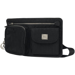 クリスチャンディオール トロッター柄 ウエストバッグ ボディバッグ キャンバス ブラック レディース 【中古】brbag