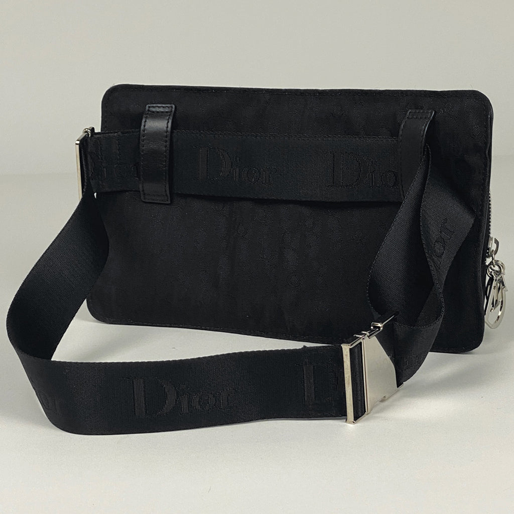 クリスチャンディオール トロッター柄 ウエストバッグ ボディバッグ キャンバス ブラック レディース 【中古】brbag