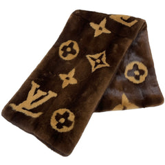 ルイ・ヴィトン エシャルプ ヴィゾン 防寒 マフラー マフラー モノグラムミンク シルク ブラウン レディース 【中古】brbag