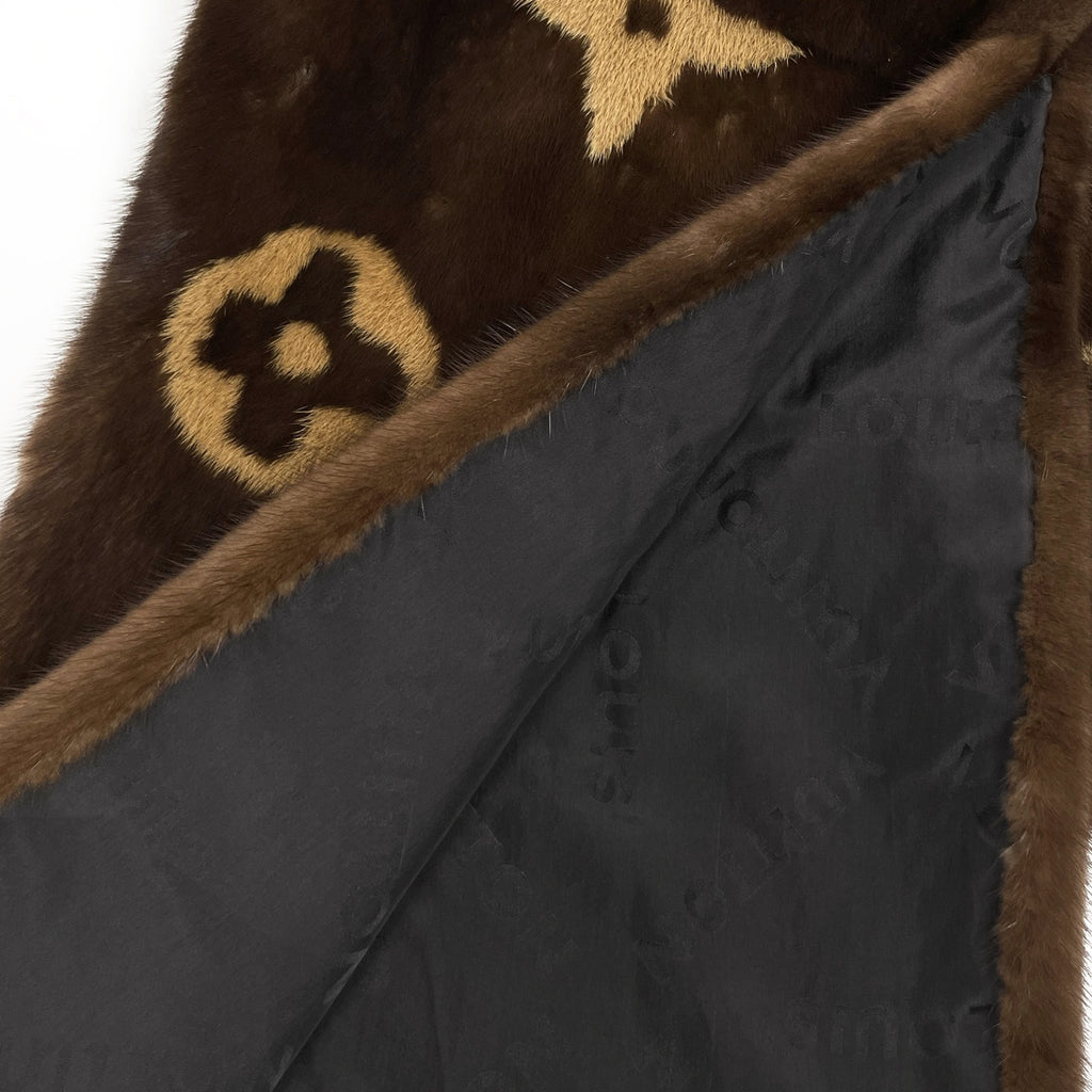 ルイ・ヴィトン エシャルプ ヴィゾン 防寒 マフラー マフラー モノグラムミンク シルク ブラウン レディース 【中古】brbag