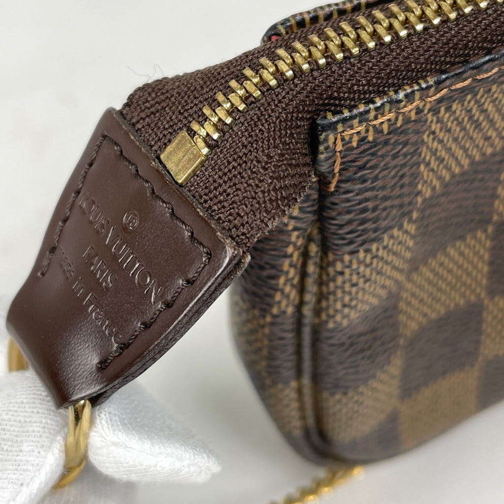 ルイ・ヴィトン ミニ ポシェット アクセソワール メイク コスメ アクセサリーポーチ ダミエ ブラウン N58009 レディース 【中古】brbag