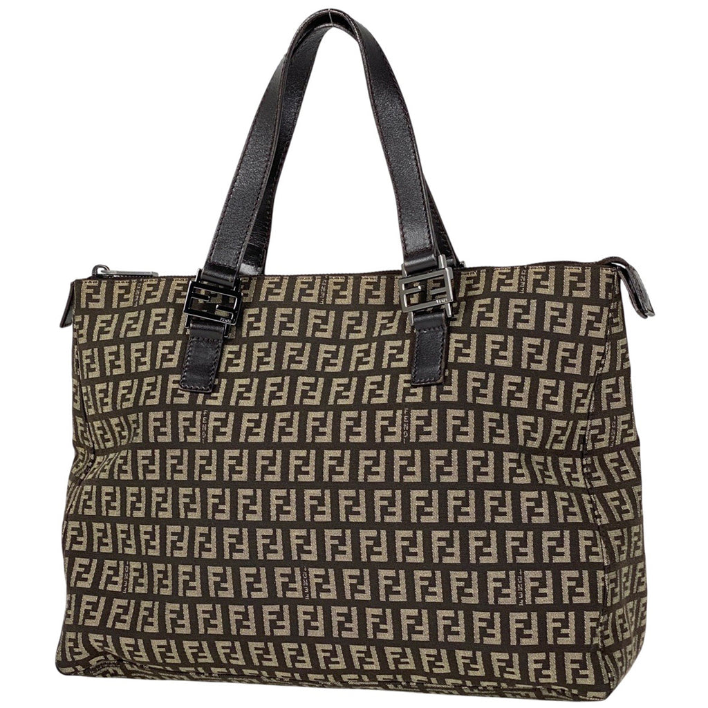 フェンディ ズッキーノ柄 ハンドバッグ 手提げ ハンドバッグ キャンバス ブラウン 8BH138 レディース 【中古】brbag