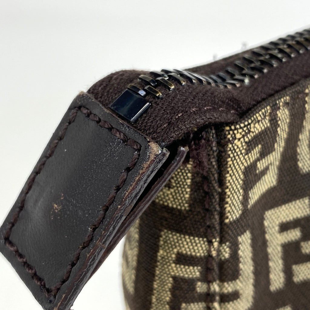 フェンディ ズッキーノ柄 ハンドバッグ 手提げ ハンドバッグ キャンバス ブラウン 8BH138 レディース 【中古】brbag