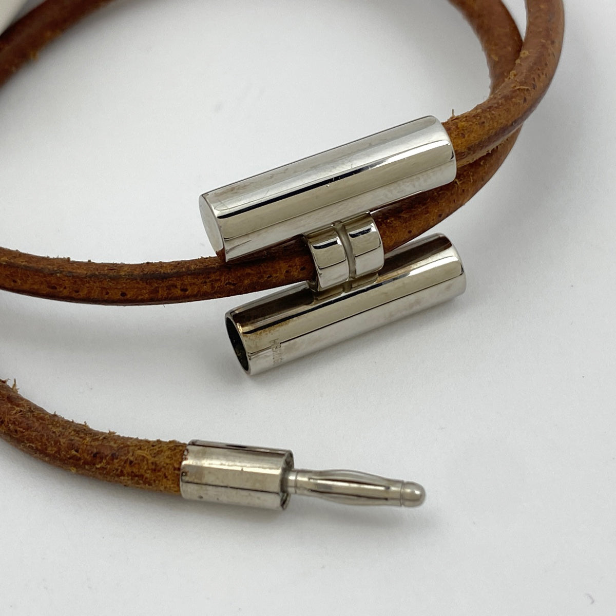 エルメス プスプス ブレスレット レザー ブラウン 2連 Hロゴ エルメス プスプス ブレスレット レザー ブラウン 2連 Hロゴ