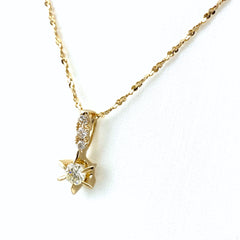 メレダイヤ デザインネックレス YG イエローゴールド ペンダント ネックレス K18 ダイヤモンド レディース 【中古】nbjwl
