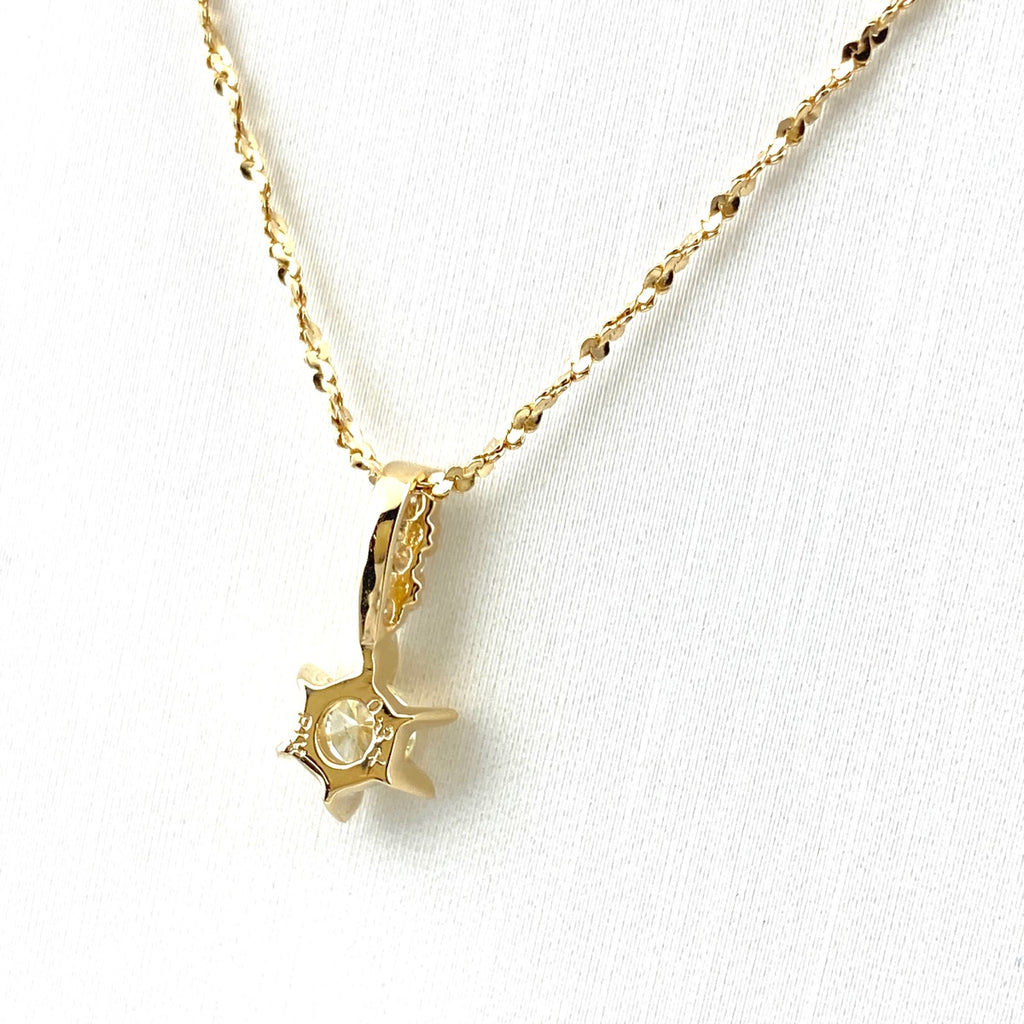 メレダイヤ デザインネックレス YG イエローゴールド ペンダント ネックレス K18 ダイヤモンド レディース 【中古】nbjwl