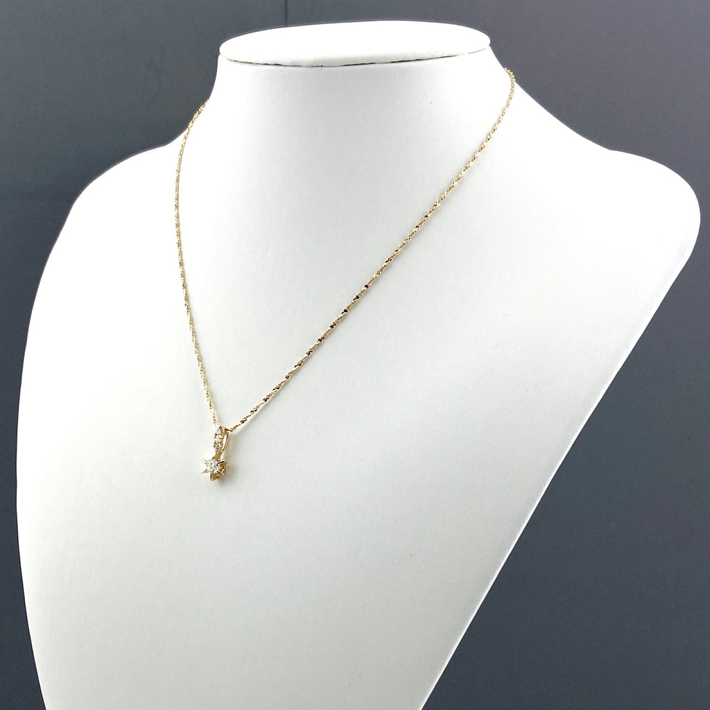 メレダイヤ デザインネックレス YG イエローゴールド ペンダント ネックレス K18 ダイヤモンド レディース 【中古】nbjwl