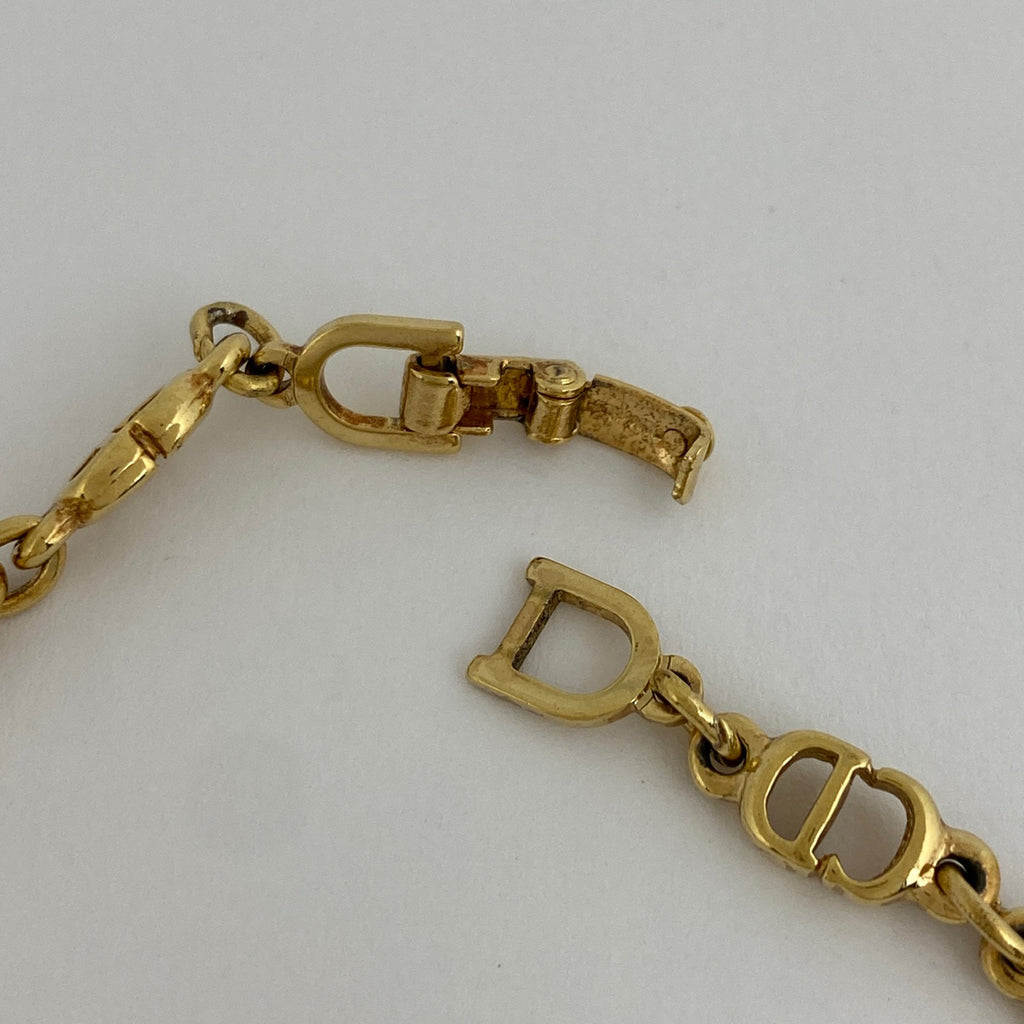 クリスチャンディオール　ブレスレット　喜平チェーン　ゴールド　CDロゴ ディオール Dior ブレスレット ゴールド ラインストーン CD 喜平