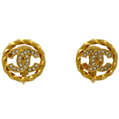 シャネル ココマーク ラインストーン イヤリング CC ラウンド イヤリング GP ゴールド レディース 【中古】bracc