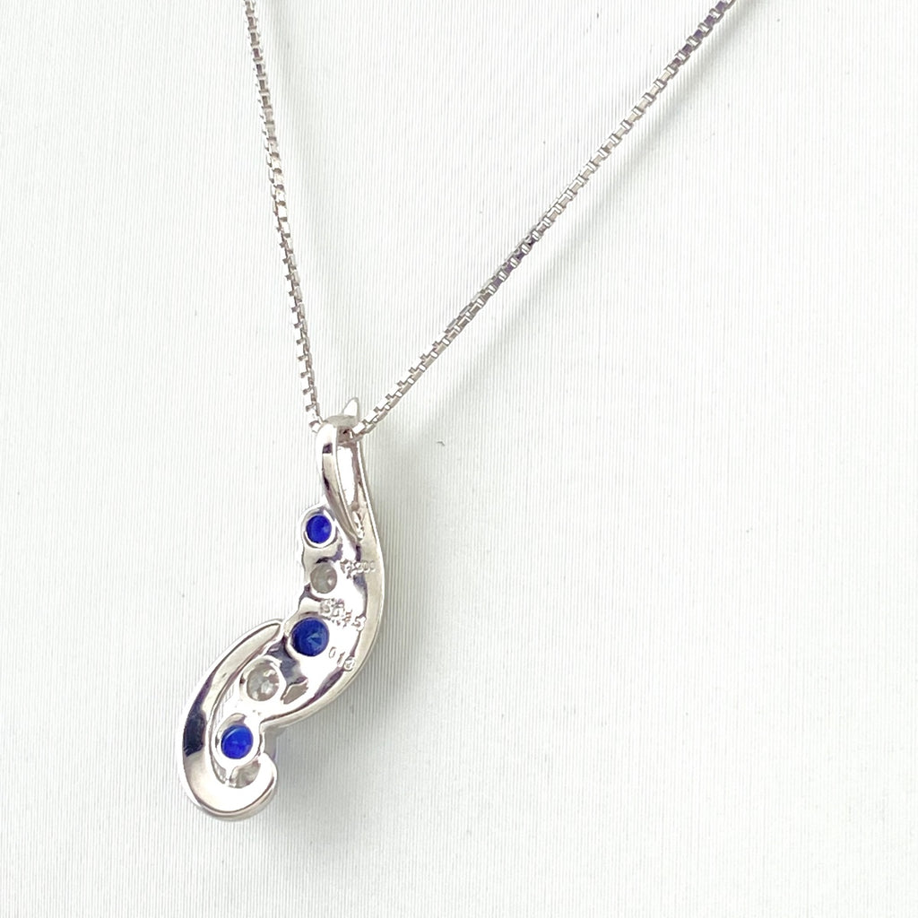 サファイア デザインネックレス プラチナ メレダイヤ ペンダント ネックレス Pt900 Pt850 サファイア レディース 【中古】nbjwl