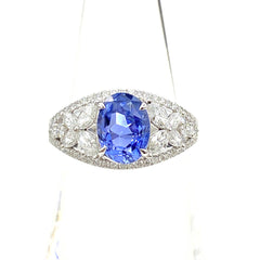 リメイク サファイア デザインリング プラチナ 指輪 メレダイヤ リング 13号 Pt950 サファイア ダイヤモンド レディースnbjwl