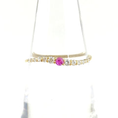 リメイク ピンクサファイア デザインリング YG イエローゴールド 指輪 メレダイヤ リング 11号 K18 ピンクサファイア ダイヤモンド レディースnbjwl