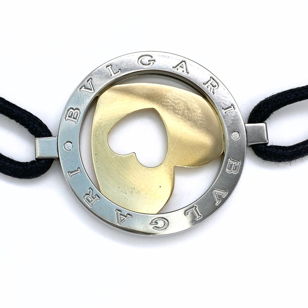 ブルガリ トンド ハート ブレスレット YG イエロゴールド SS ステンレススチール 腕輪 ブレスレット 750 SS レディース 【中古】brjwl