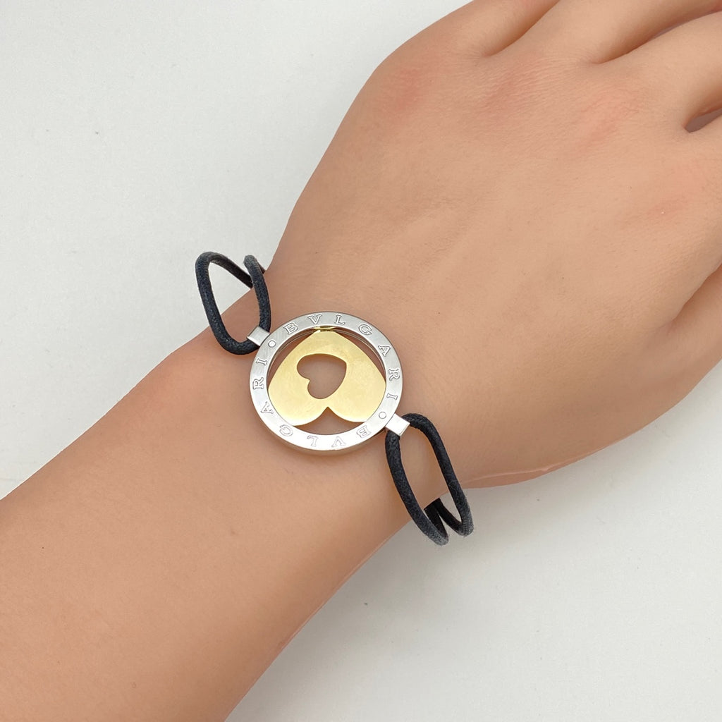 ブルガリ トンド ハート ブレスレット YG イエロゴールド SS ステンレススチール 腕輪 ブレスレット 750 SS レディース 【中古】brjwl