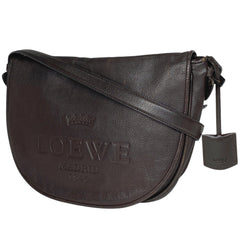 ロエベ ヘリテージ ショルダーバッグ ロゴ レザー ブラウン レディース 【中古】 brbag