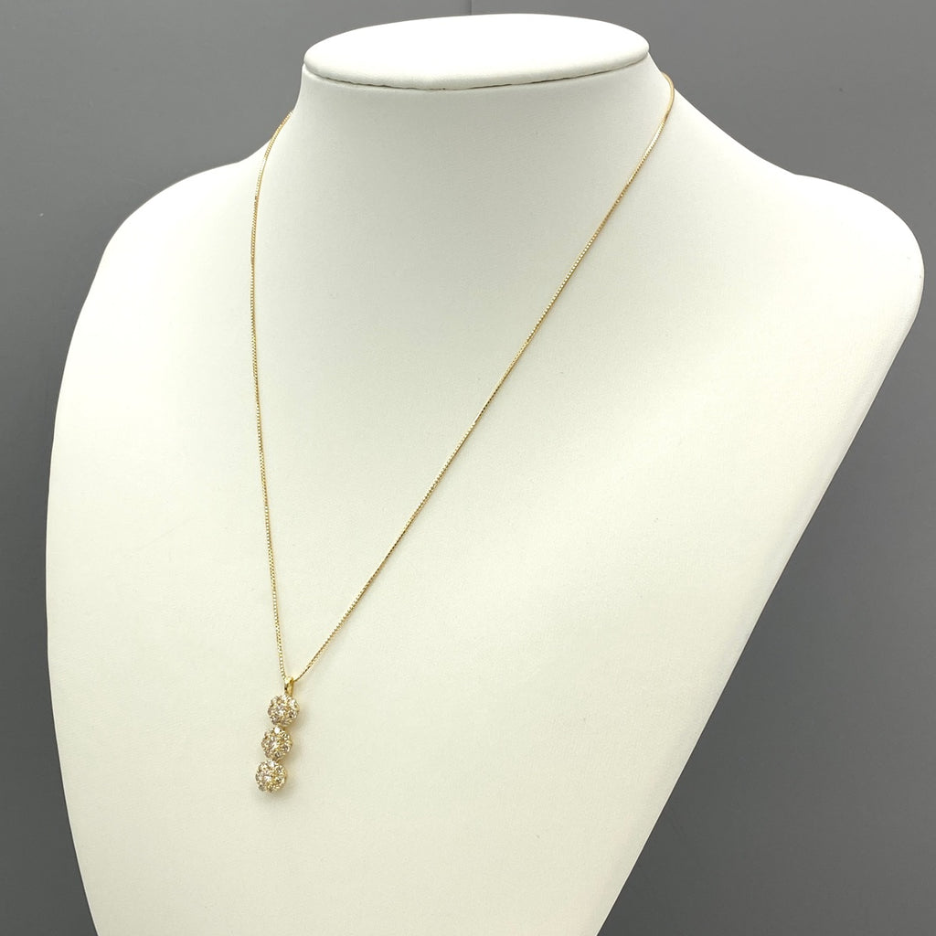 フラワーモチーフ デザインネックレス YG イエローゴールド ペンダント メレダイヤ 花 ネックレス K18 ダイヤモンド レディース 【中古】nbjwl