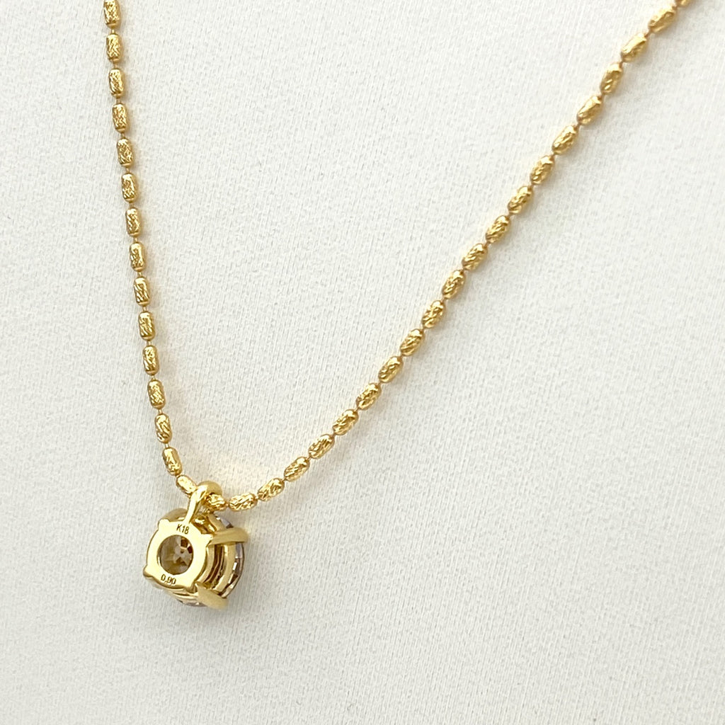 ダイヤモンド デザインネックレス YG イエローゴールド ペンダント ネックレス K18 ダイヤモンド レディース 【中古】nbjwl