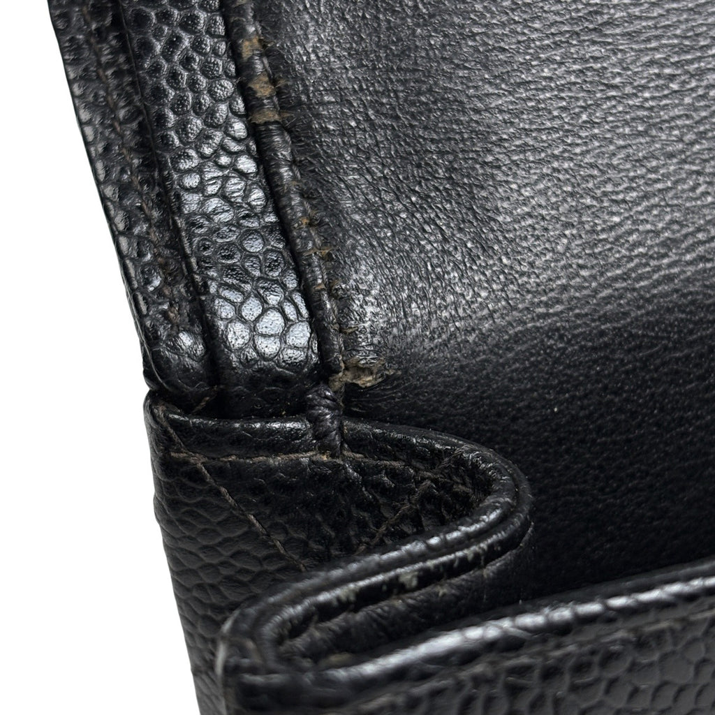 シャネル マトラッセ ダブルフラップ クロスボディバッグ キャビアスキン ブラック A01112 レディース 中古 brbag