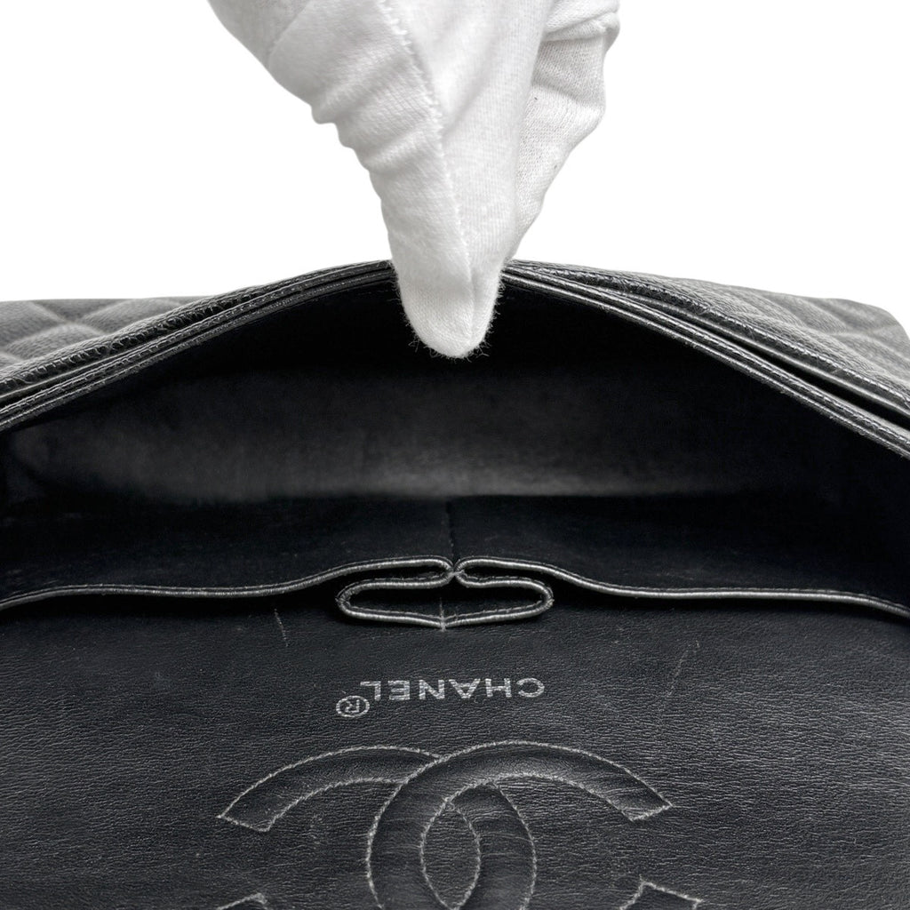 シャネル マトラッセ ダブルフラップ クロスボディバッグ キャビアスキン ブラック A01112 レディース 中古 brbag