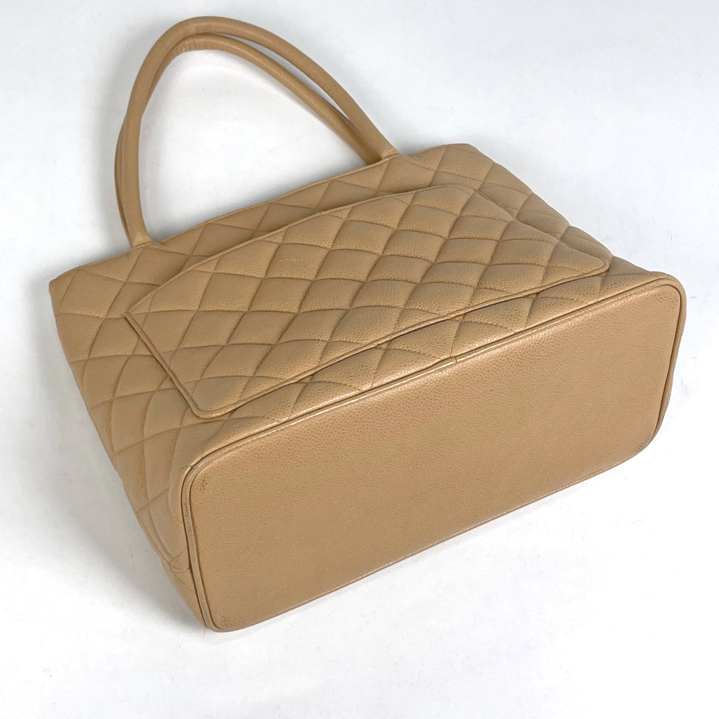 シャネル 復刻トート ハンドバッグ ココマーク トートバッグ キャビアスキン ベージュ A01804 レディース 【中古】brbag