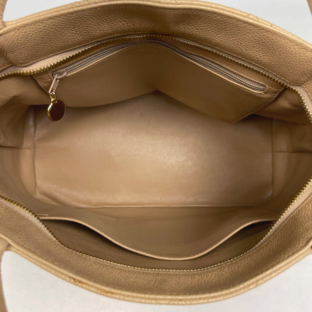シャネル 復刻トート ハンドバッグ ココマーク トートバッグ キャビアスキン ベージュ A01804 レディース 【中古】brbag