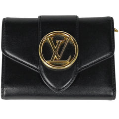 ルイ・ヴィトン ポルトフォイユ LV ポンヌフ コンパクト 小銭入れ 札入れ 三つ折り財布 レザー ノワール(ブラック) ピンク M69175 レディース 【中古】brbag