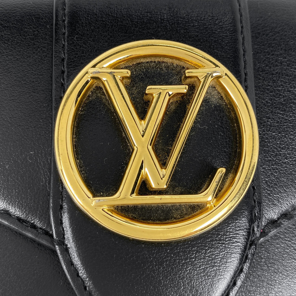 ルイ・ヴィトン ポルトフォイユ LV ポンヌフ コンパクト 小銭入れ 札入れ 三つ折り財布 レザー ノワール(ブラック) ピンク M69175 レディース 【中古】brbag