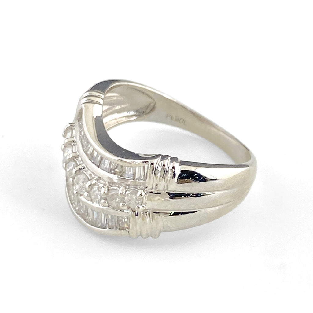 メレダイヤ デザインリング プラチナ 指輪 リング 12号 Pt900 ダイヤモンド レディース 【中古】nbjwl