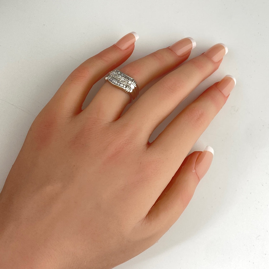 メレダイヤ デザインリング プラチナ 指輪 リング 12号 Pt900 ダイヤモンド レディース 【中古】nbjwl