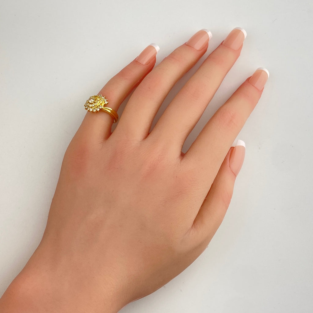 メレダイヤ デザインリング YG イエローゴールド 指輪 リング 9.5号 K18 ダイヤモンド レディース 【中古】nbjwl