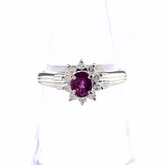 ルビー デザインリング プラチナ 指輪 メレダイヤ リング 12号 Pt850 ルビー ダイヤモンド レディース 【中古】nbjwl