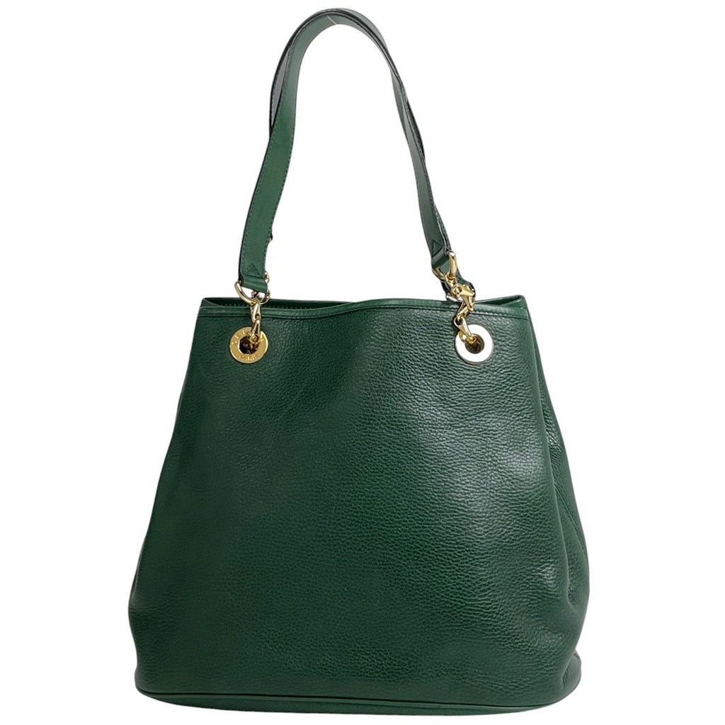 セリーヌ ロゴ チェーン トートバッグ ショルダーバッグ トートバッグ レザー グリーン レディース 【中古】brbag