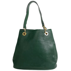 セリーヌ ロゴ チェーン トートバッグ ショルダーバッグ トートバッグ レザー グリーン レディース 【中古】brbag