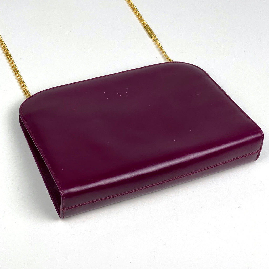 サルヴァトーレフェラガモ ガンチーニ チェーン ショルダーバッグ 2WAY クラッチバッグ ショルダーバッグ レザー パープル 0587 レディース 【中古】brbag