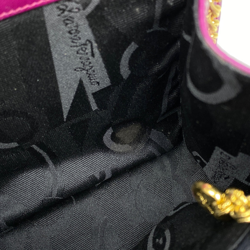 サルヴァトーレフェラガモ ガンチーニ チェーン ショルダーバッグ 2WAY クラッチバッグ ショルダーバッグ レザー パープル 0587 レディース 【中古】brbag