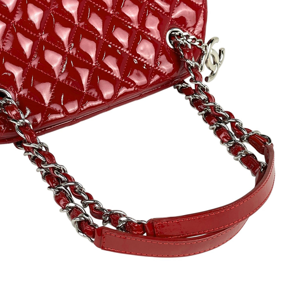 シャネル マドモアゼル チェーン ハンドバッグ コマーク マトラッセ ボーリングバッグ エナメル ハンドバッグ パテントレザー レッド 14483987 レディース 【中古】brbag