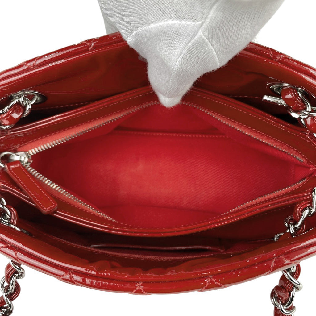 シャネル マドモアゼル チェーン ハンドバッグ コマーク マトラッセ ボーリングバッグ エナメル ハンドバッグ パテントレザー レッド 14483987 レディース 【中古】brbag