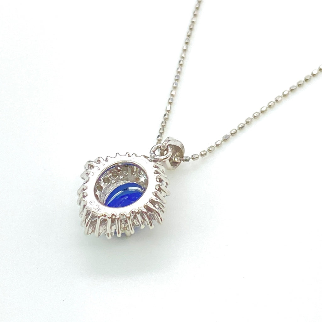サファイア デザインネックレス プラチナ ペンダント メレダイヤ  ネックレス Pt900 Pt850 サファイア レディース 【中古】 
 ラッピング可