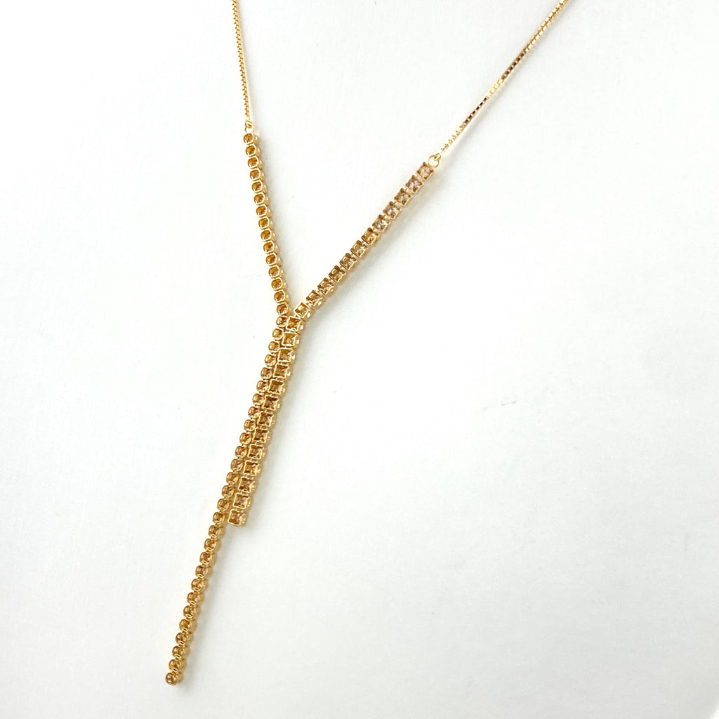 メレダイヤ デザインネックレス YG イエローゴールド ペンダント ネックレス K18 ダイヤモンド レディース 【中古】nbjwl