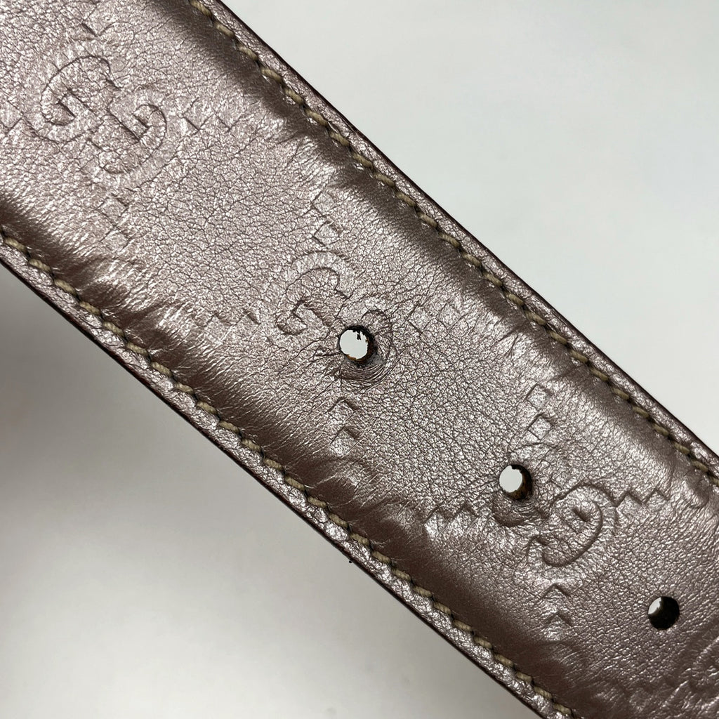 【在庫一掃】 グッチ インターロッキングG ベルト グッチシマ シマレザー メタリックピンク レディース brbag brbag 【中古】