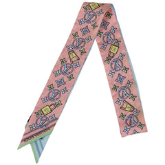 【在庫一掃】 ルイ・ヴィトン バンドー BB ビジュエルド モノグラム チェーン パドロック スカーフ シルク ピンク ライトブルー レディース brbag brbag 【中古】