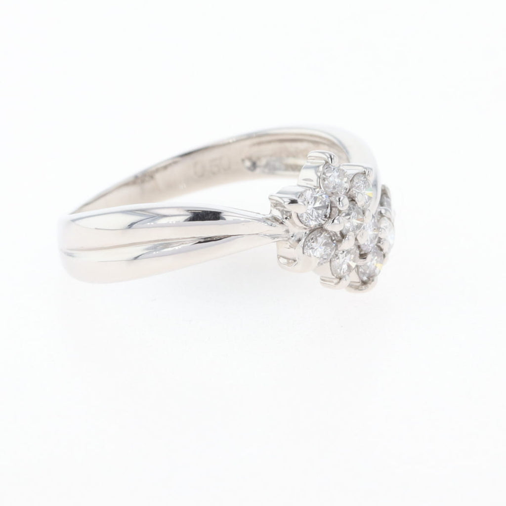 フラワーモチーフ デザインリング プラチナ 指輪 メレダイヤ 花 リング 12.5号 Pt900 ダイヤモンド レディース 【中古】nbjwl
