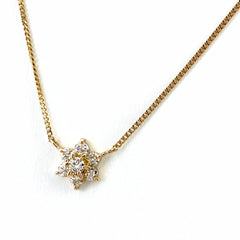 フラワーモチーフ デザインネックレス YG イエローゴールド ペンダント 花 ネックレス K18 750 ダイヤモンド レディース 【中古】nbjwl
