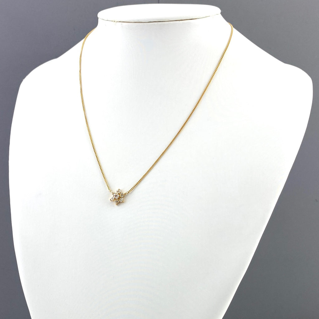 フラワーモチーフ デザインネックレス YG イエローゴールド ペンダント 花 ネックレス K18 750 ダイヤモンド レディース 【中古】nbjwl