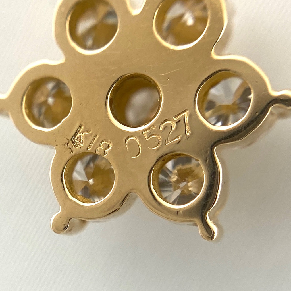 フラワーモチーフ デザインネックレス YG イエローゴールド ペンダント 花 ネックレス K18 750 ダイヤモンド レディース 【中古】nbjwl